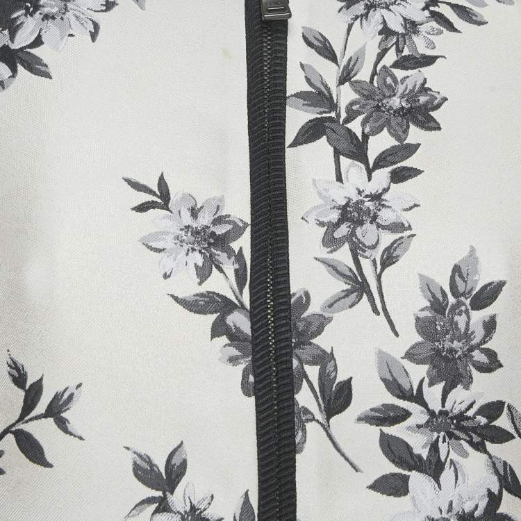 Pre Owned Fendi Beige Floral Jacquard Cropped Zip -Up Jacket XS