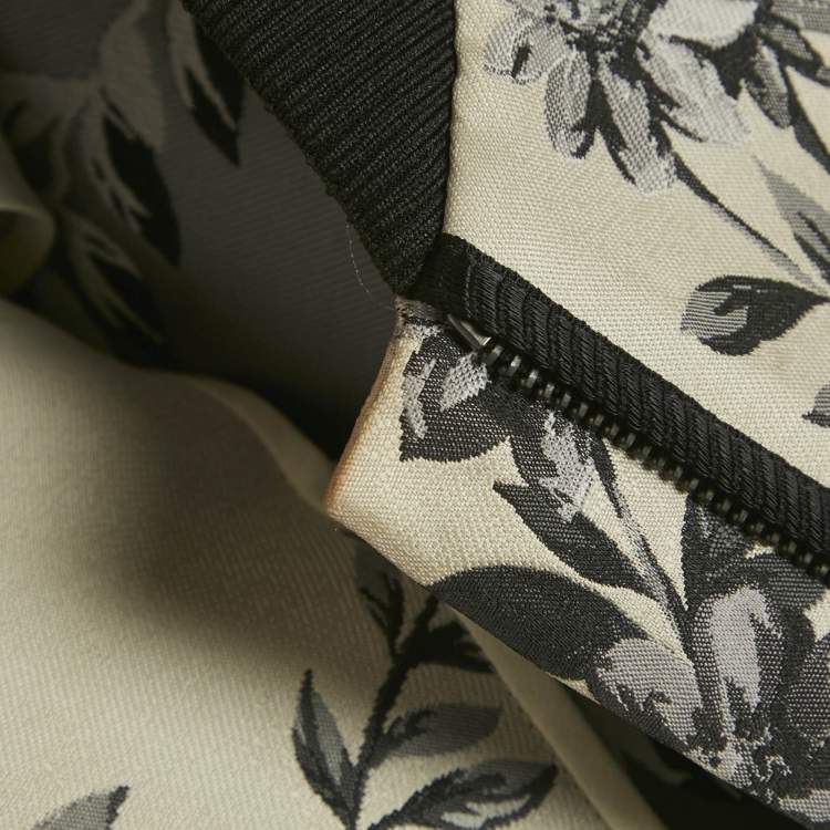 Pre Owned Fendi Beige Floral Jacquard Cropped Zip -Up Jacket XS