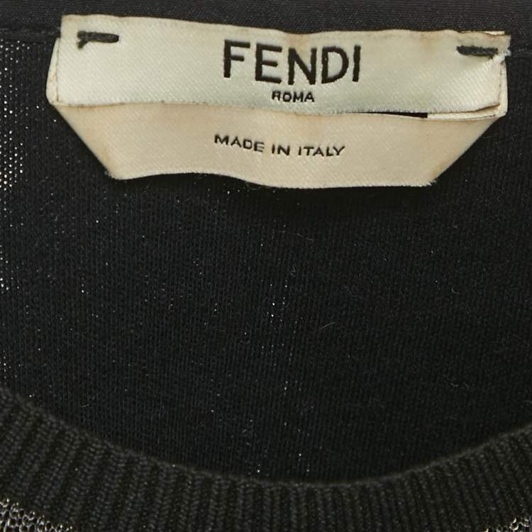 Pre Owned Fendi Black Karl Loves Fendi Cotton Knit Sweatshirt XS 