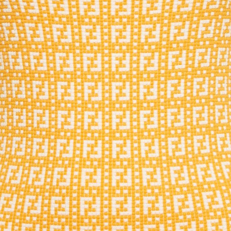 Pre Owned Fendi Orange Zucca Knit Mini Bodycon Dress S