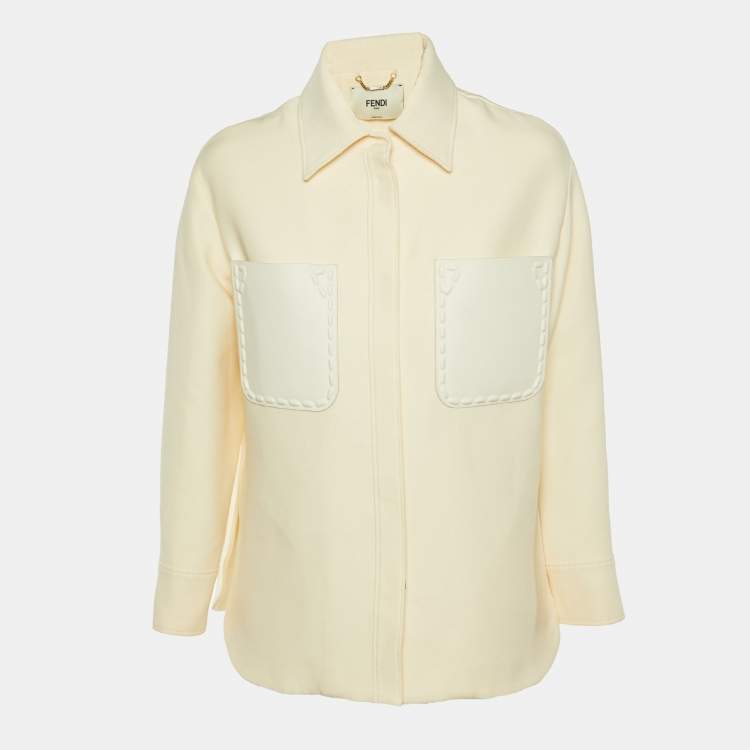 Pre Owned Fendi Cream Wool & Silk Oversized Go-To Jacket XS