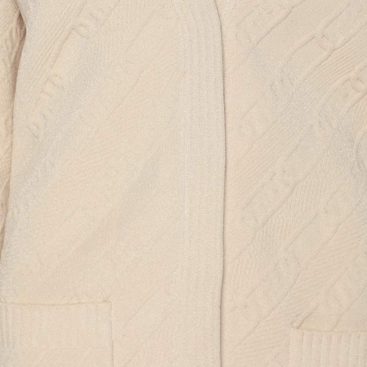 Pre Owned Fendi Beige Knit Button Front Sweater S