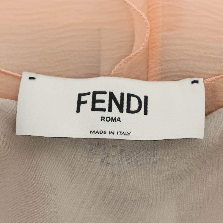 Pre Owned Fendi Beige/Peach Silk Sleeveless Midi Dress S