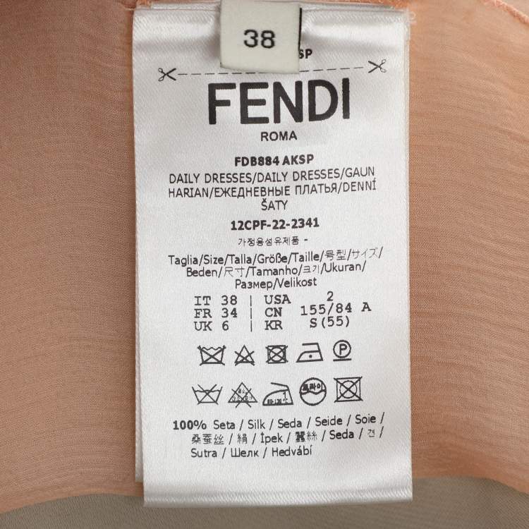 Pre Owned Fendi Beige/Peach Silk Sleeveless Midi Dress S