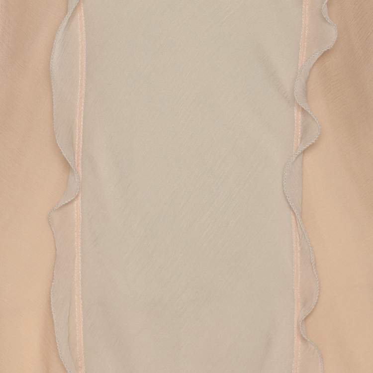 Pre Owned Fendi Beige/Peach Silk Sleeveless Midi Dress S