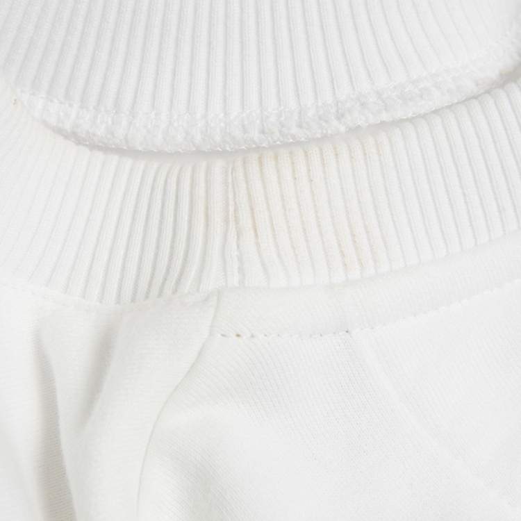 Pre Owned Fendi White Logo Embroidered Cotton Knit Sweatshirt XS