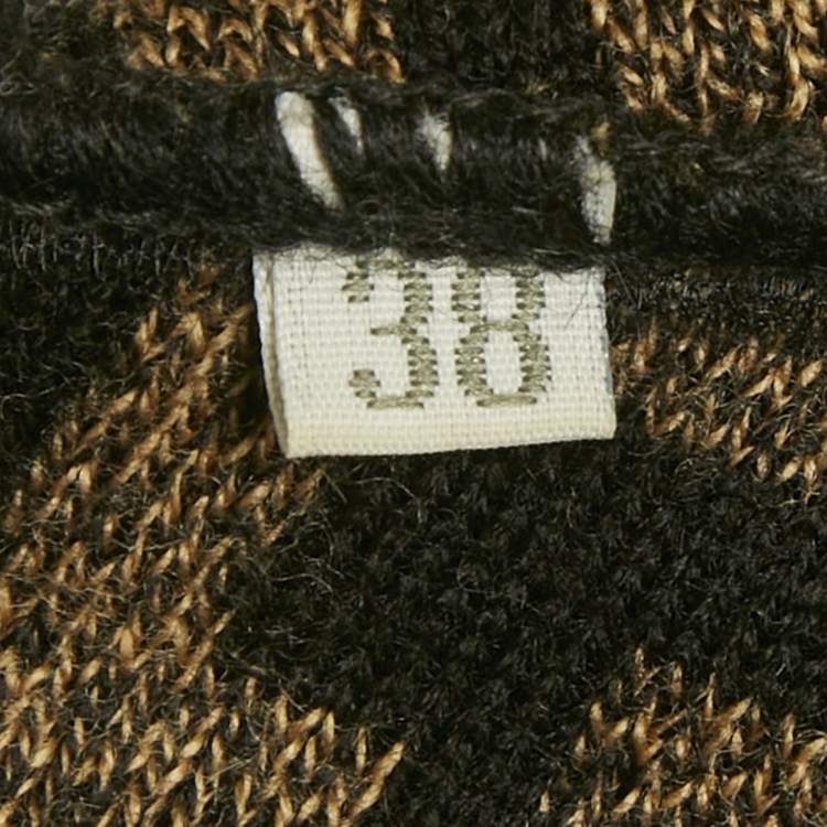 Pre Owned Fendi Vintage Brown Zucca Monogram Jacquard Wool Knit Long Sleeve Sweater S