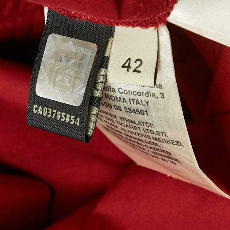 Pre Owned Fendi Red Cotton Frill Detail Mini Dress M