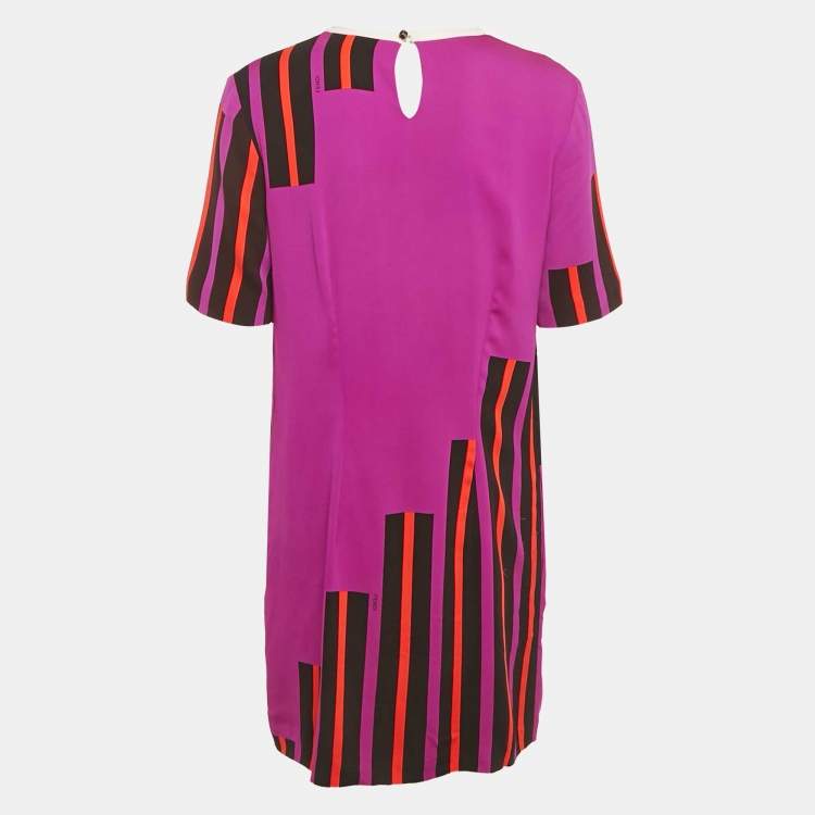 مملوكة مسبقًا Fendi Purple Striped Crepe Shift Dress M
