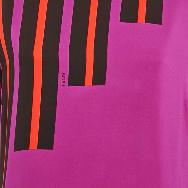 مملوكة مسبقًا Fendi Purple Striped Crepe Shift Dress M