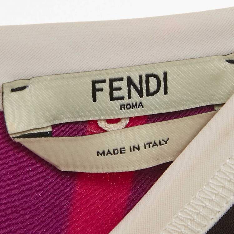 مملوكة مسبقًا Fendi Purple Striped Crepe Shift Dress M