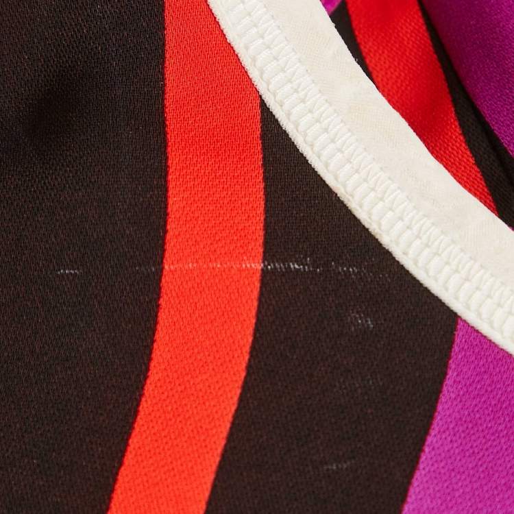 مملوكة مسبقًا Fendi Purple Striped Crepe Shift Dress M