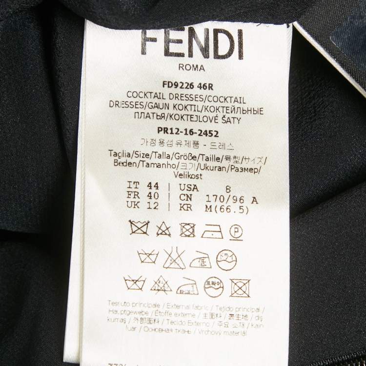 Pre Owned Fendi Black Wool Blend Chain Detail Mini Dress M