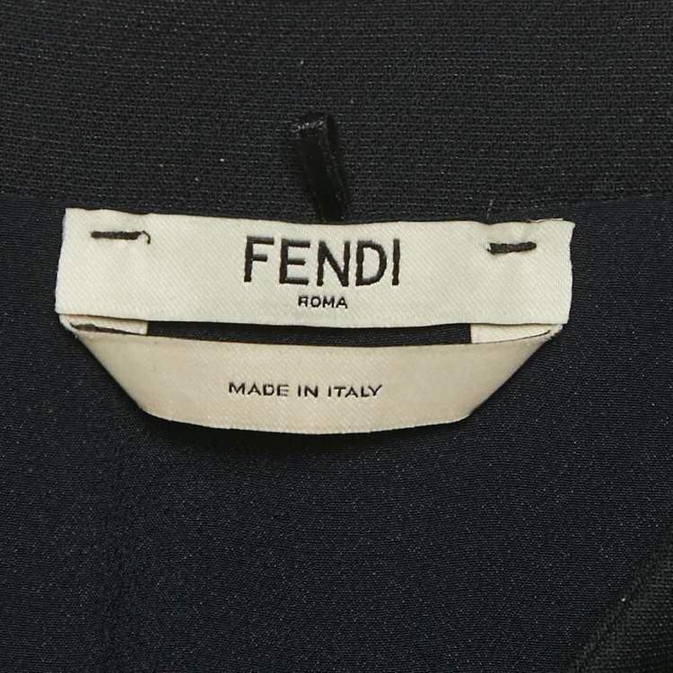 Pre Owned Fendi Black Wool Blend Chain Detail Mini Dress M