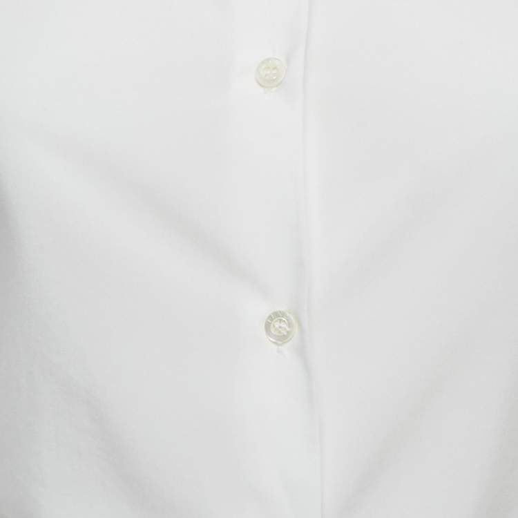 Pre Owned Fendi White Crepe Button Front Tie-Up Detail Blouse L