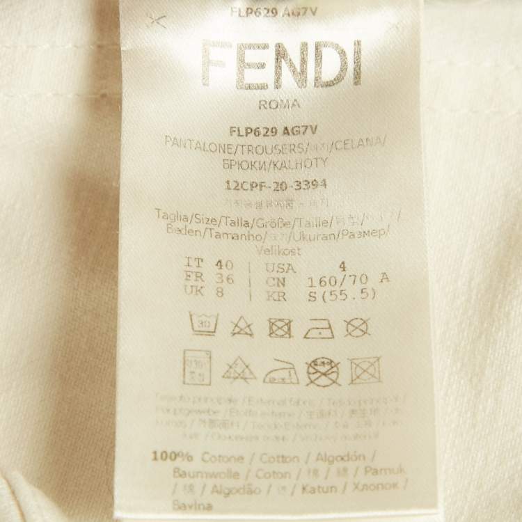Pre Owned Fendi White Denim Logo Embossed Mom Fit Jeans S Waist 26"