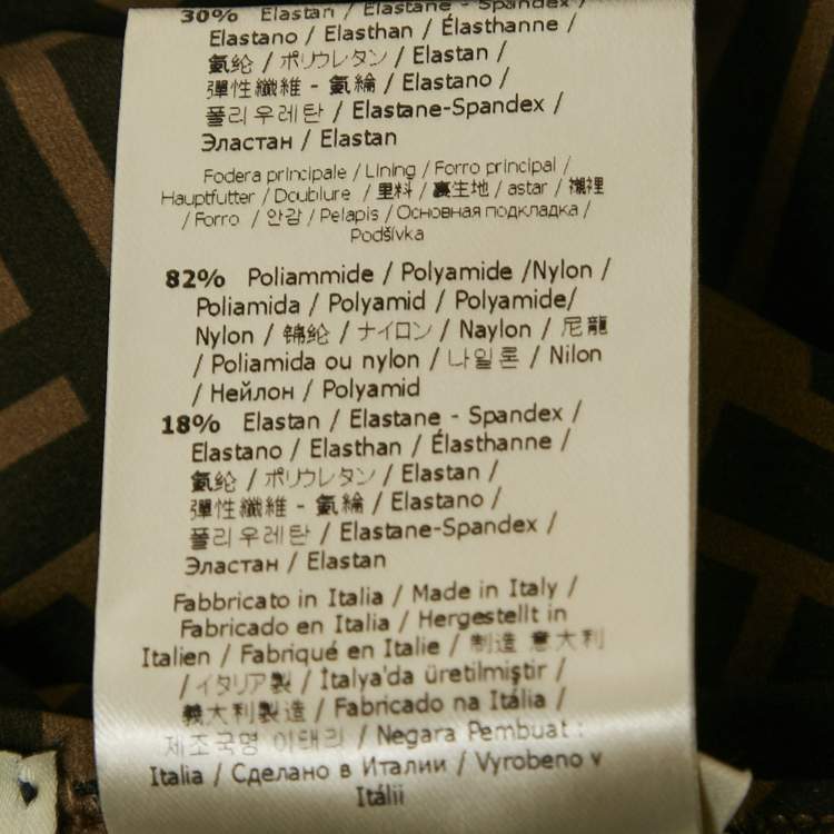 Pre Owned Fendi Brown Zucca Print Jersey Logo Tape Detail Swimsuit S