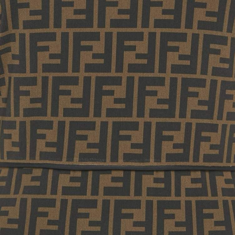 Pre Owned Fendi Brown Zucca Monogram Print Mesh Midi Dress S