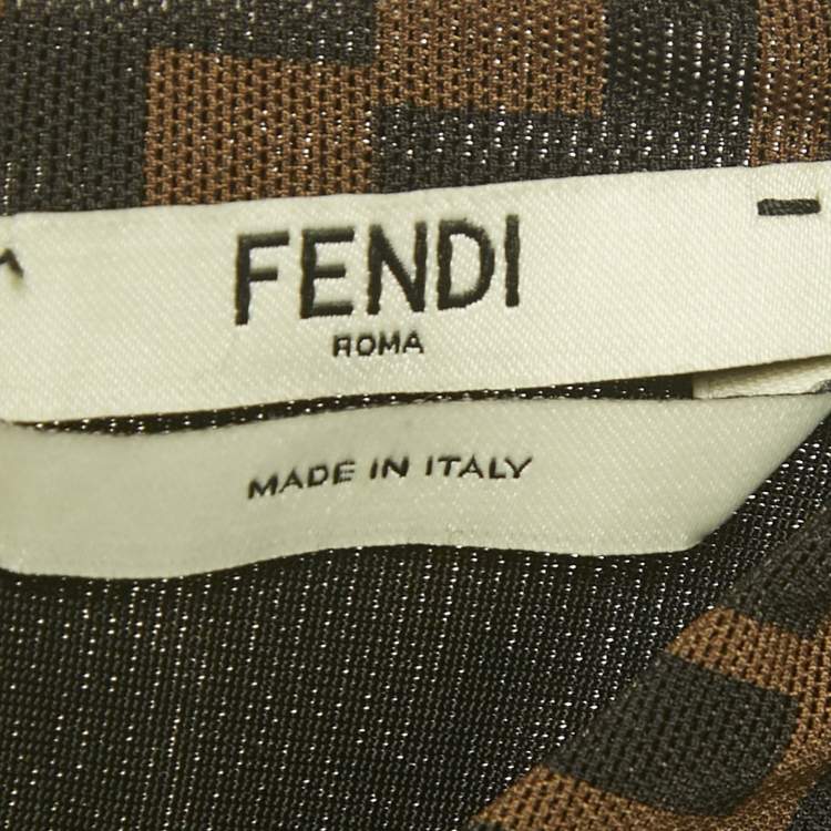 Pre Owned Fendi Brown Zucca Monogram Print Mesh Midi Dress S