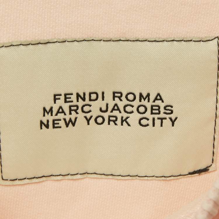 Pre Owned Fendi Pink Logo Embroidered Cotton Knit Cropped Sweatshirt XS 