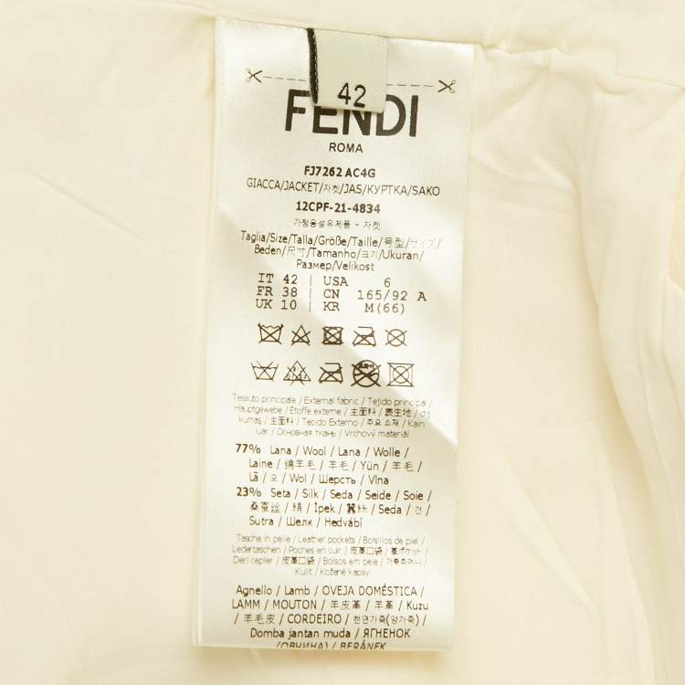 Pre Owned Fendi Cream Wool Blend Button Front Oversized Jacket M