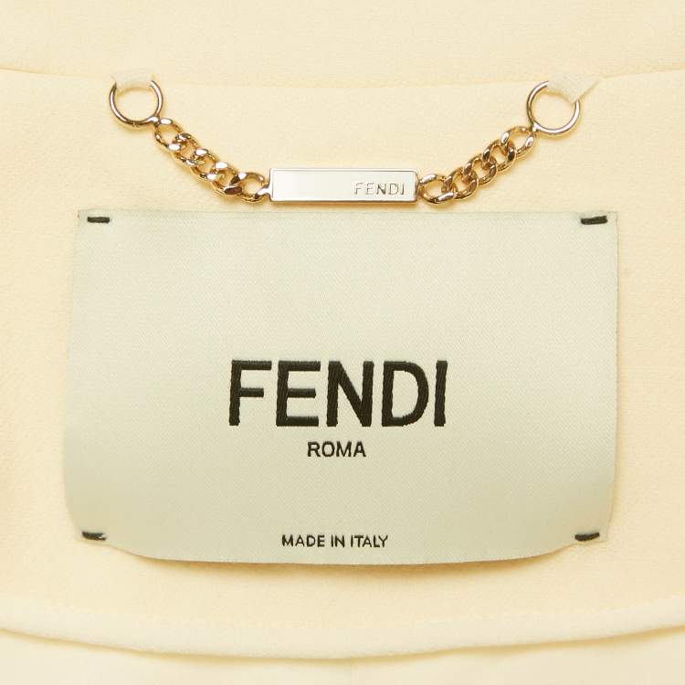 Pre Owned Fendi Cream Wool Blend Button Front Oversized Jacket M