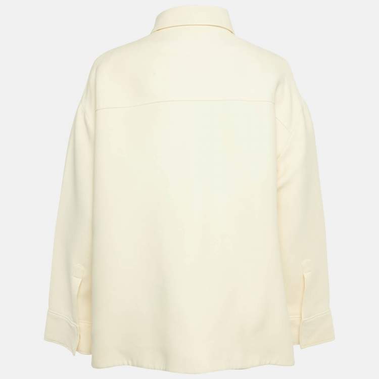 Pre Owned Fendi Cream Wool Blend Button Front Oversized Jacket M