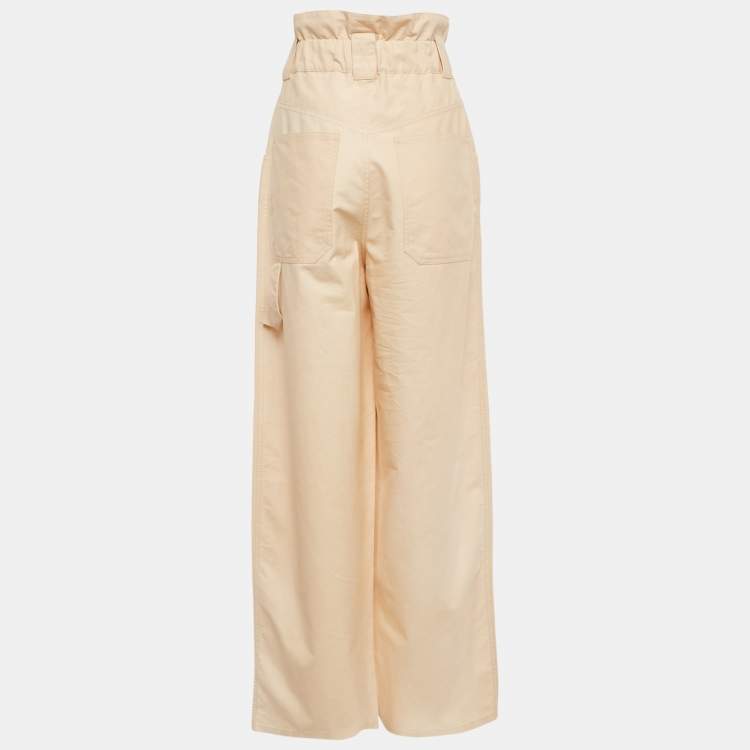 Pre Owned Fendi Beige Cotton Wide Leg Trousers M