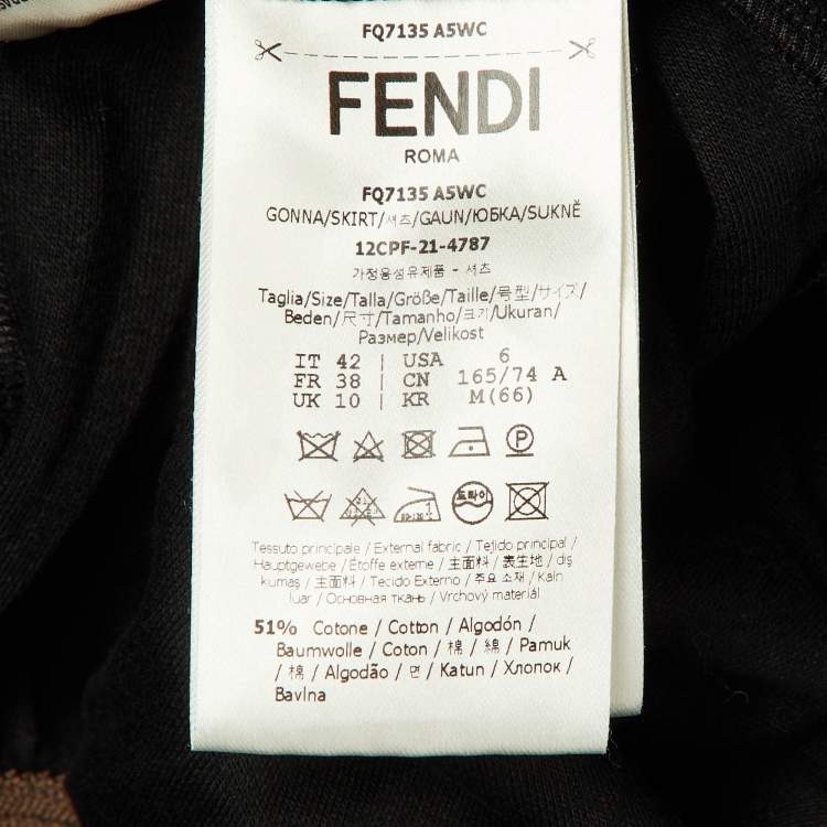 Pre Owned Fendi Black Jersey Pleated Midi Skirt M