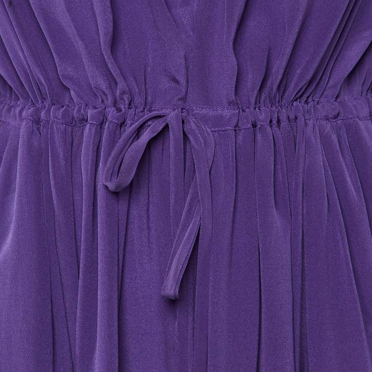 Pre Owned Fendi Purple Silk Cold Shoulder Midi Dress M