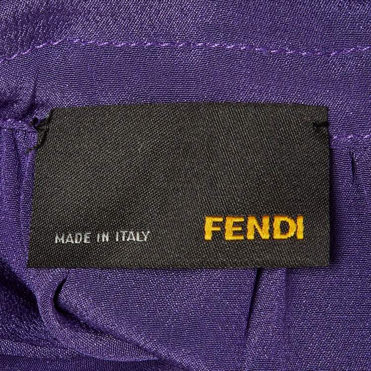 Pre Owned Fendi Purple Silk Cold Shoulder Midi Dress M