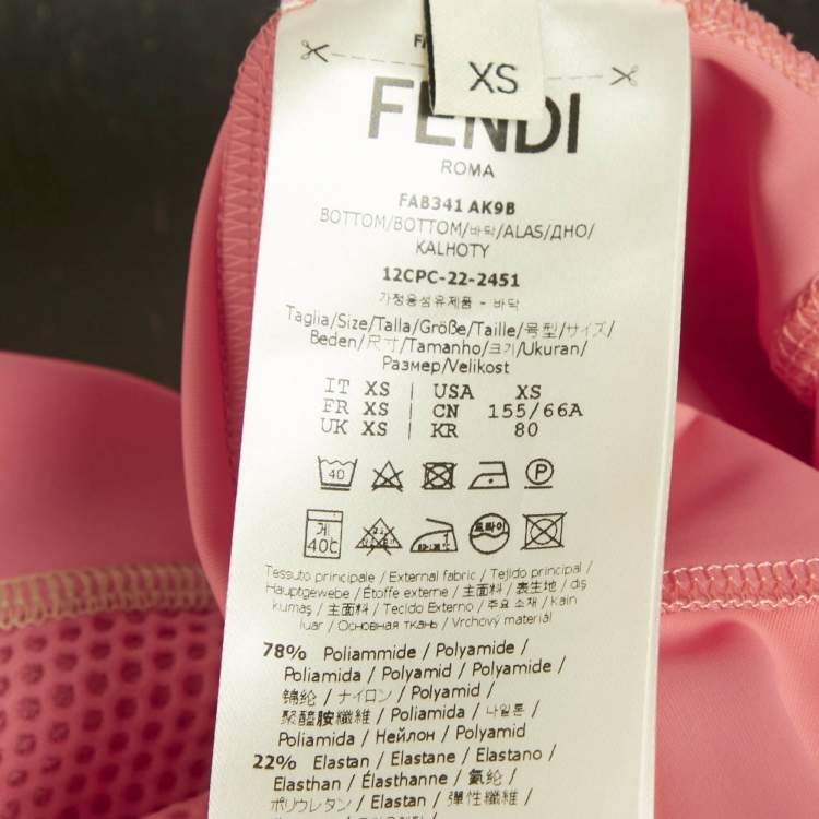 Pre Owned Fendi Pink Mesh Trim Jersey Active Leggings XS