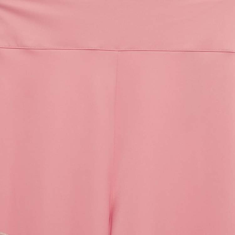 Pre Owned Fendi Pink Mesh Trim Jersey Active Leggings XS