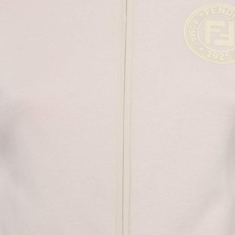 Pre Owned Fendi Pink Zucca Band Trim Cotton Zip-Up Jacket S