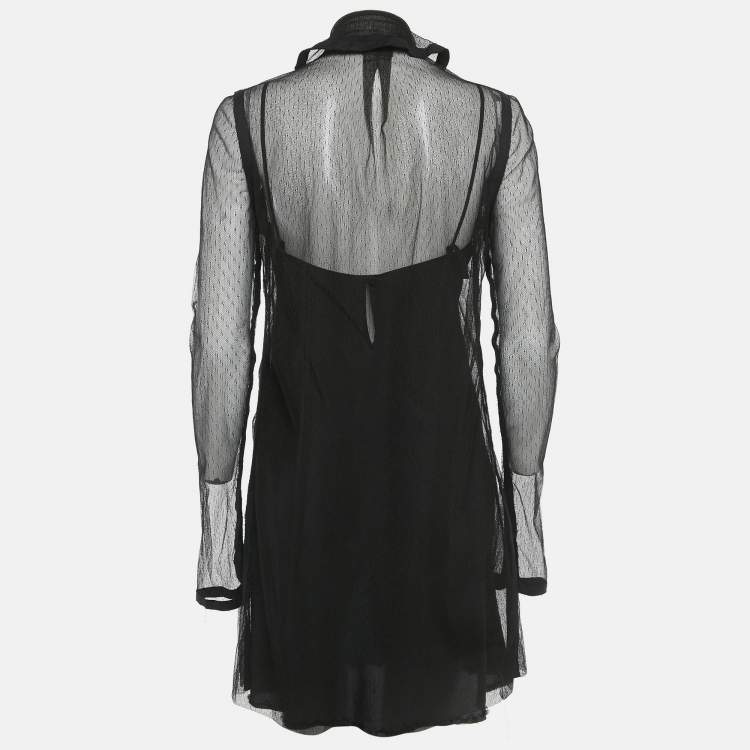 Pre Owned Fendi Black Mesh Mini Dress M