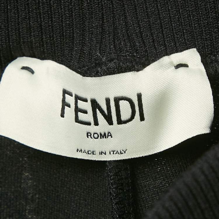 Pre Owned Fendi Black Knit Logo Band Detail Joggers S  