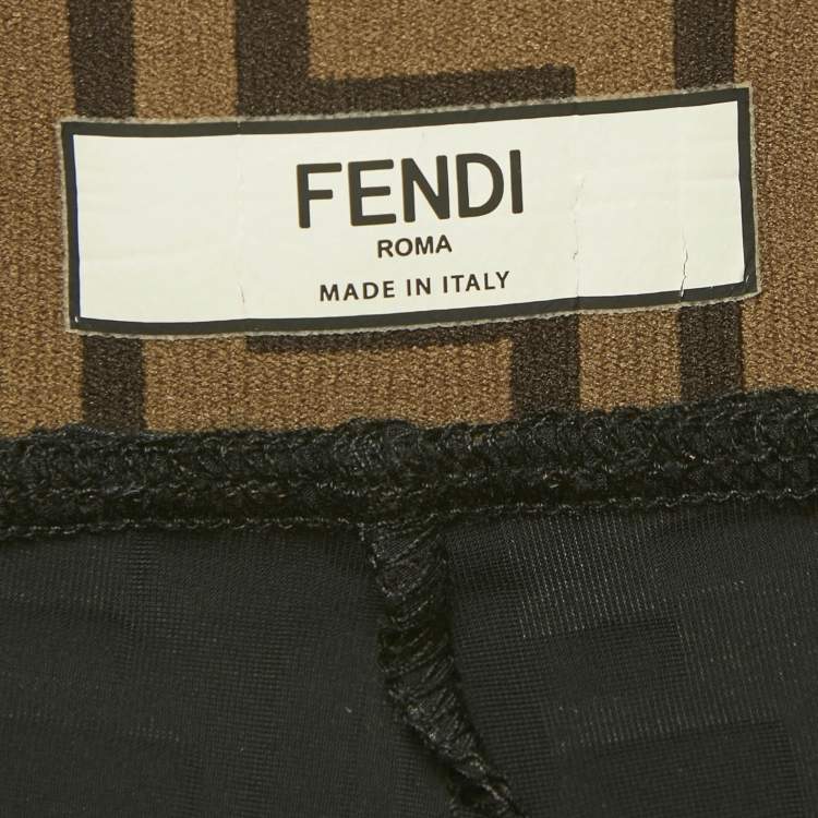 Pre Owned Fendi Black Monogram Jersey Leggings S 