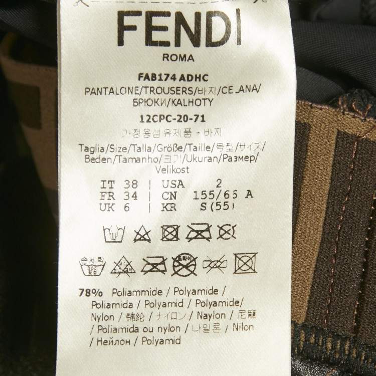 Pre Owned Fendi Black Monogram Jersey Leggings S 