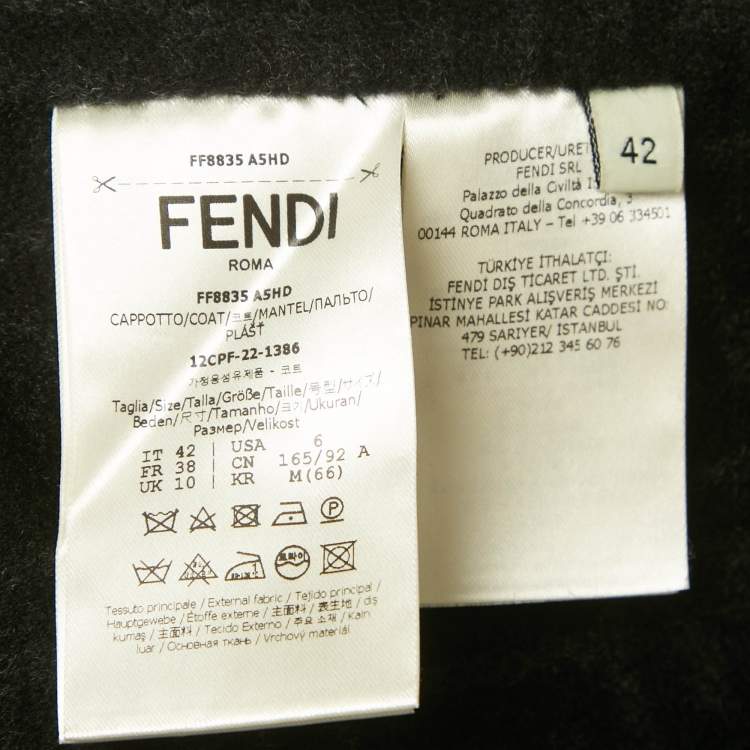 Pre Owned Fendi Black Wool Double Breasted Long Coat M