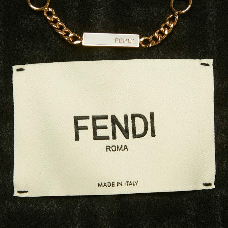 Pre Owned Fendi Black Wool Double Breasted Long Coat M