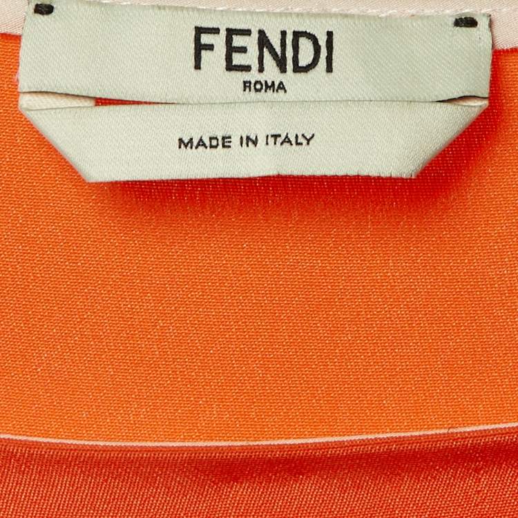 Pre Owned Fendi Orange  Silk Oversized Top S