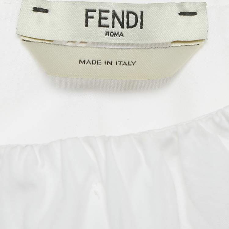 Pre Owned Fendi White Cotton Long Sleeve Blouse M
