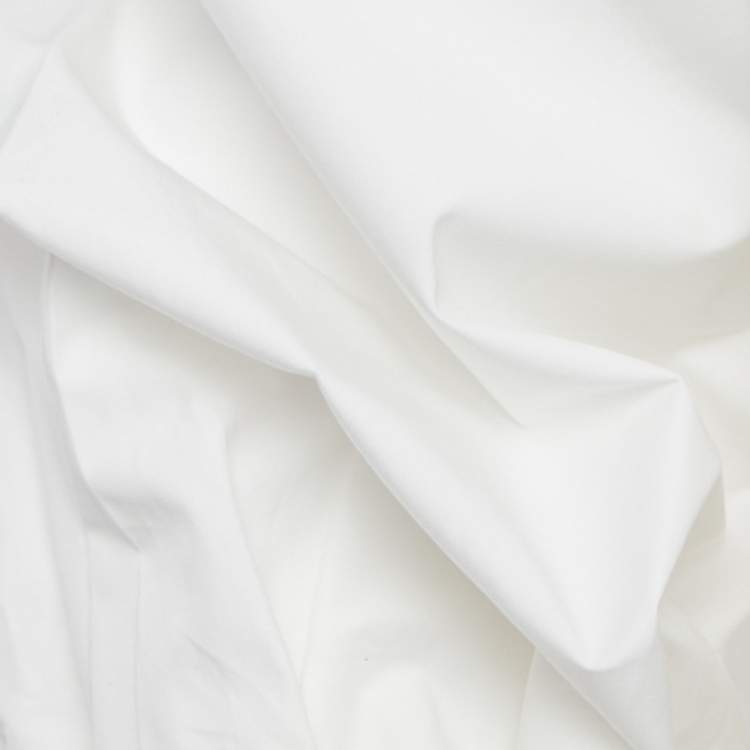 Pre Owned Fendi White Cotton Long Sleeve Blouse M