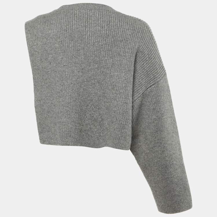Pre Owned  Fendi Grey Wool Asymmetric Overlay Jumper S/M 