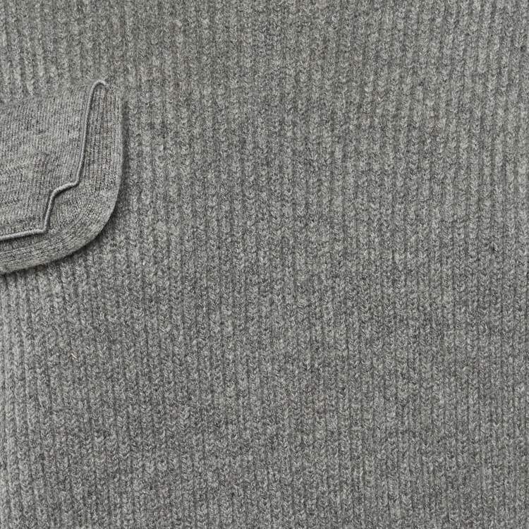 Pre Owned  Fendi Grey Wool Asymmetric Overlay Jumper S/M 