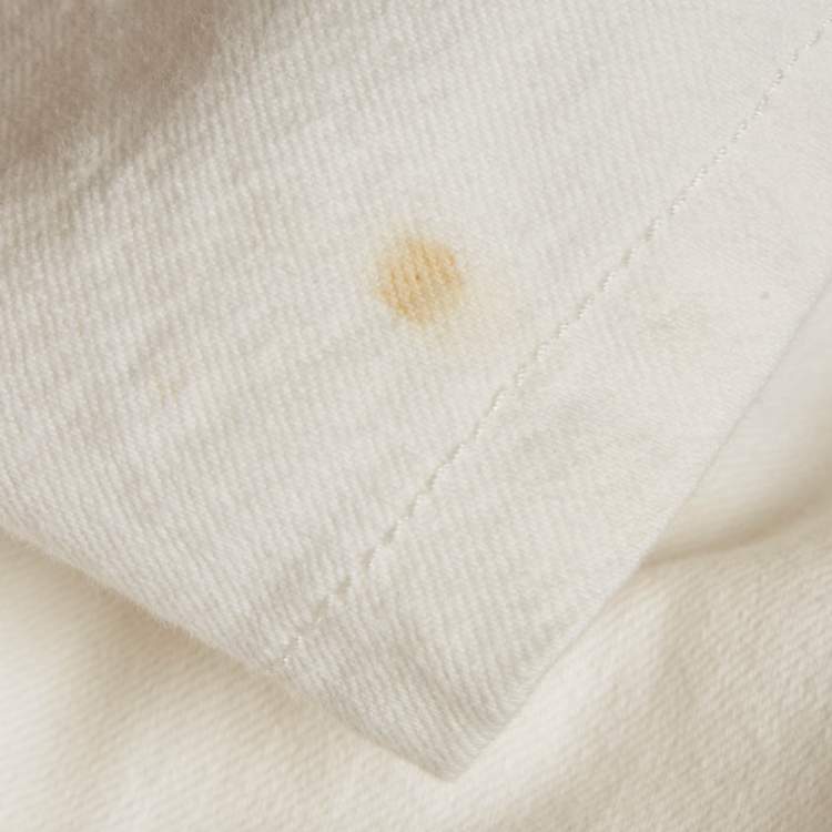 Pre Owned Fendi White Denim Belted Denim Jacket XS