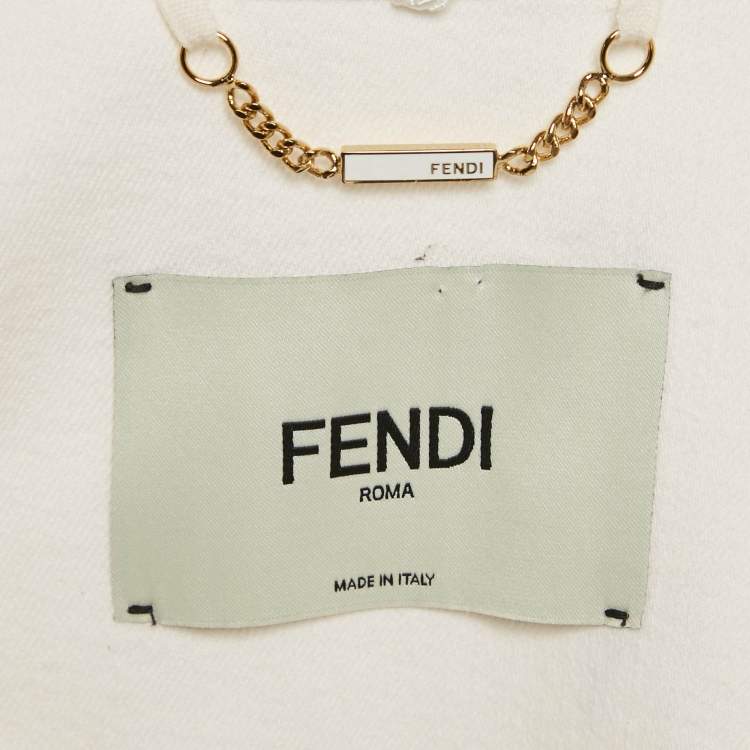 Pre Owned Fendi White Denim Belted Denim Jacket XS