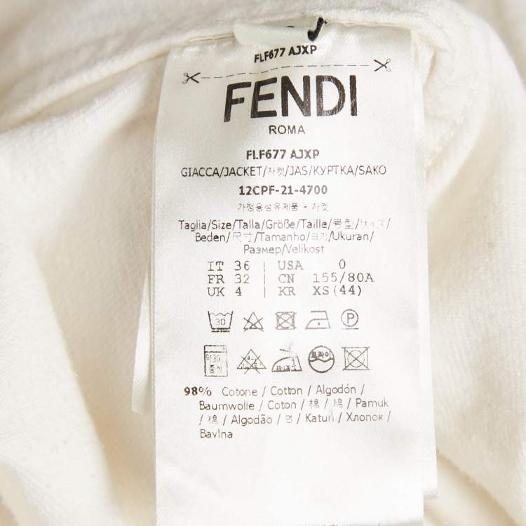 Pre Owned Fendi White Denim Belted Denim Jacket XS