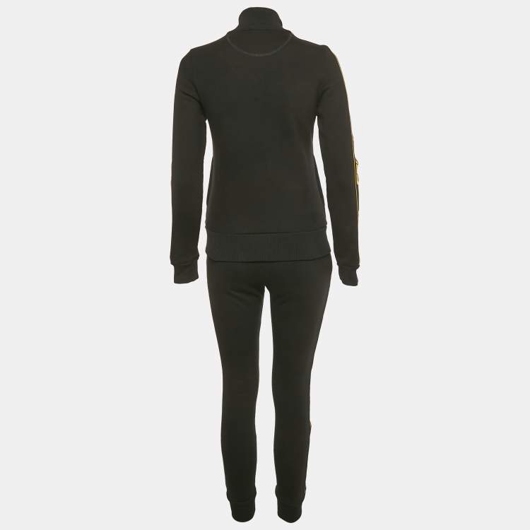 Pre Owned Fendi Black Logo Applique Cotton Tracksuit S