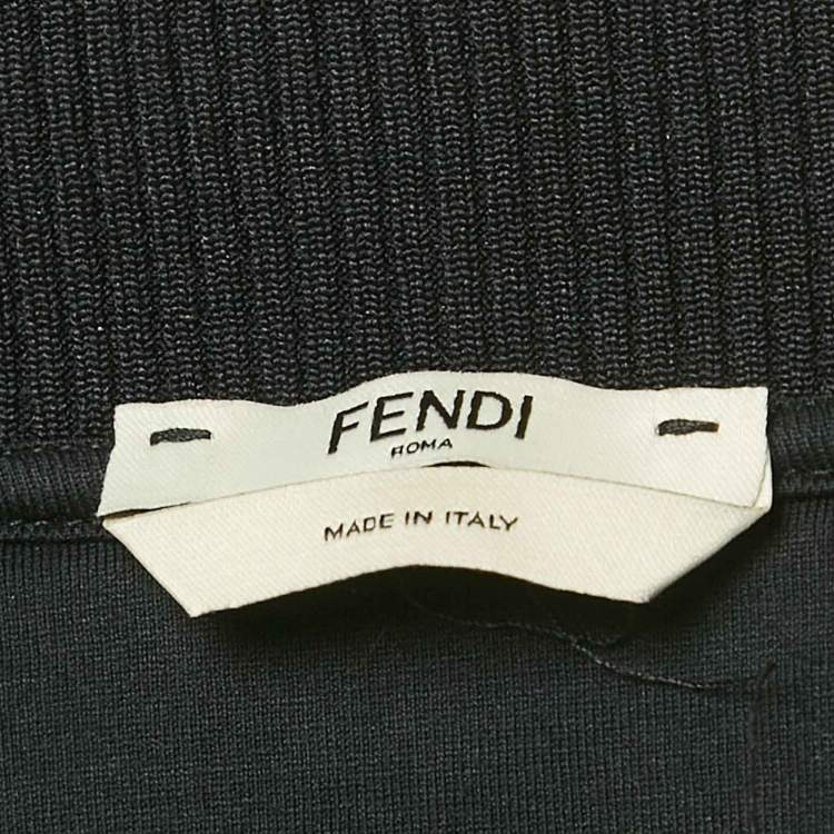 Pre Owned Fendi Black Logo Applique Cotton Tracksuit S